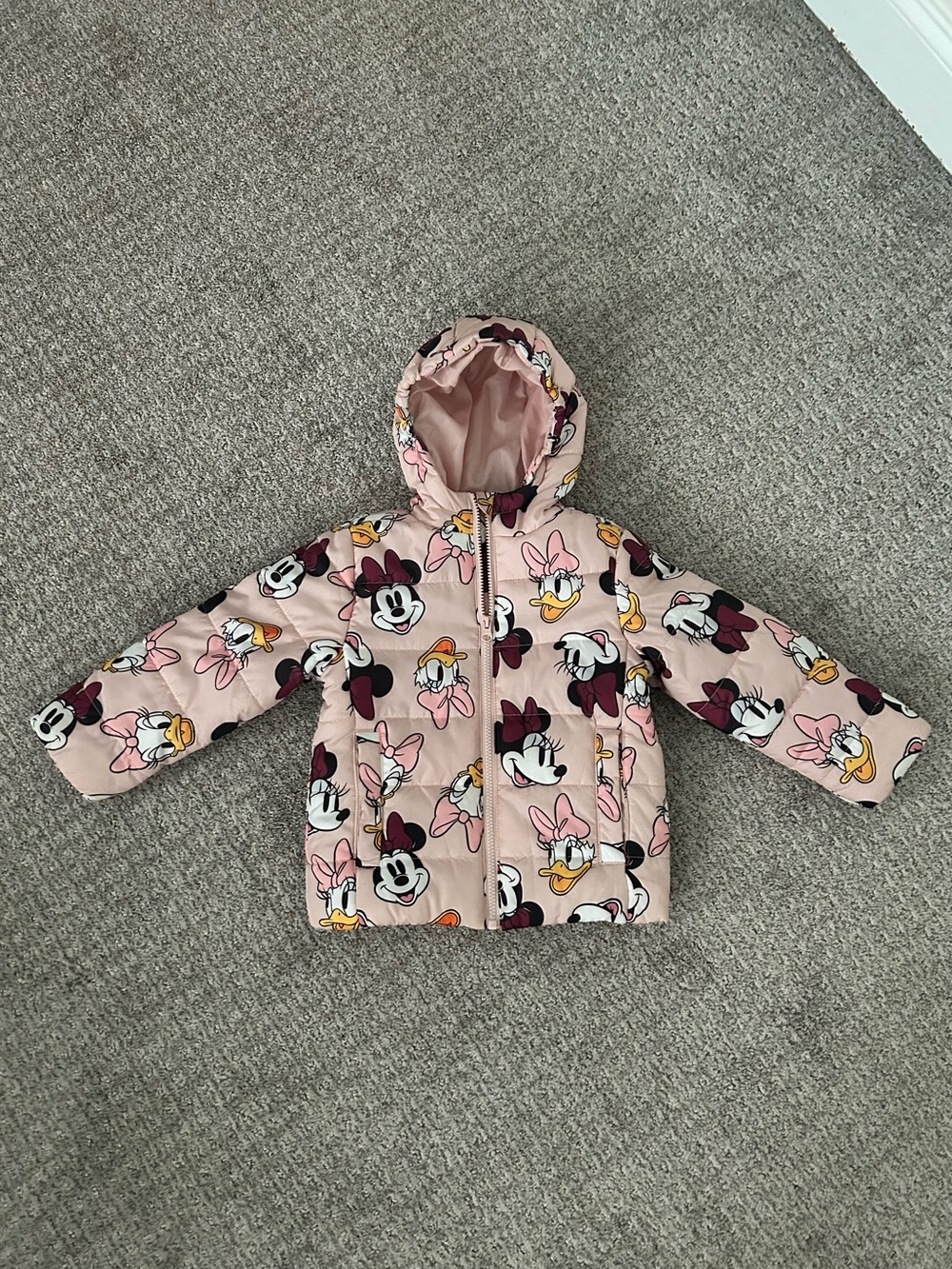 Disney Pink Minnie & Daisy Hooded Puffer Jacket
